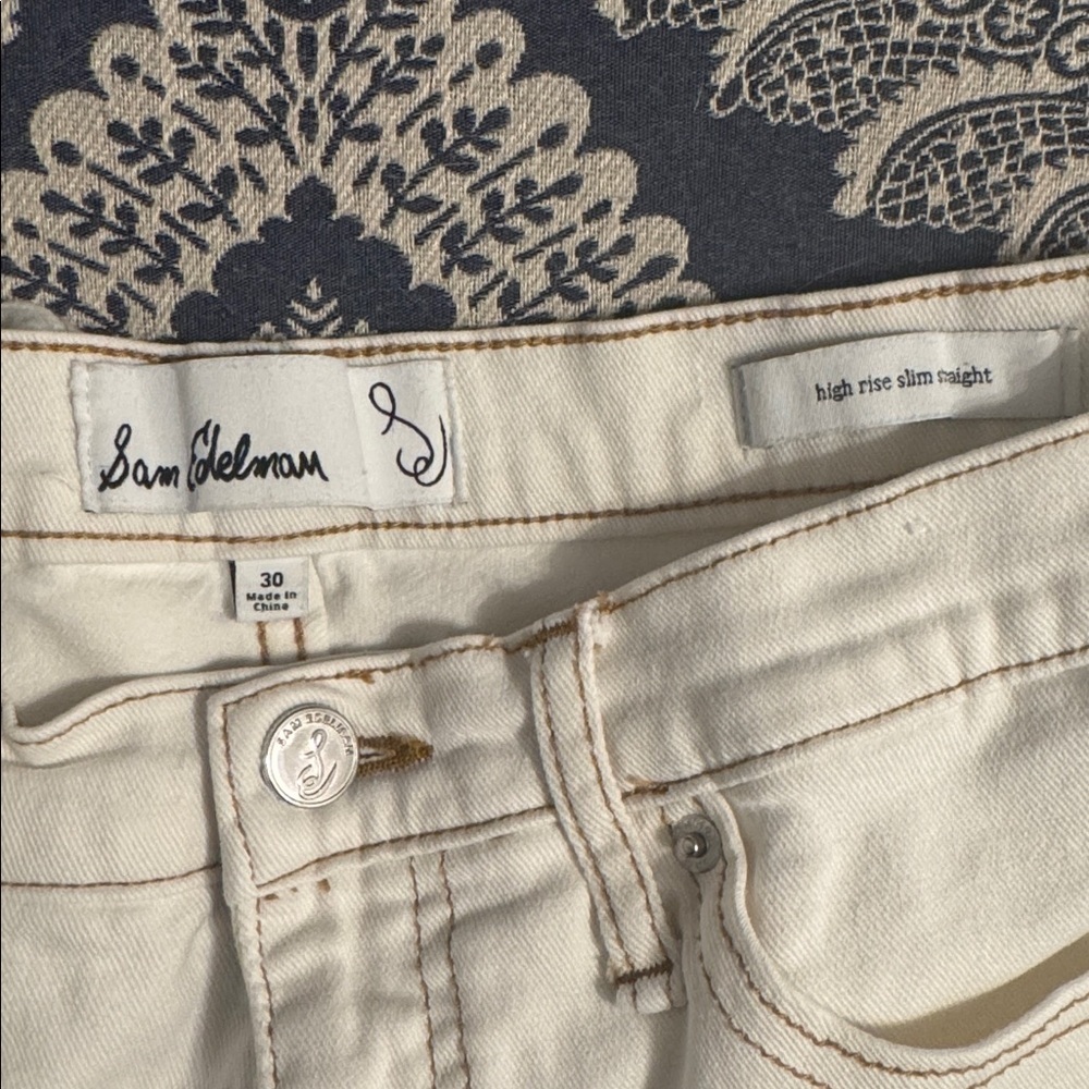 Sam Edelman // Jeans High Rise Slim Straight Ankle in Undyed Natural - Picture 4 of 6